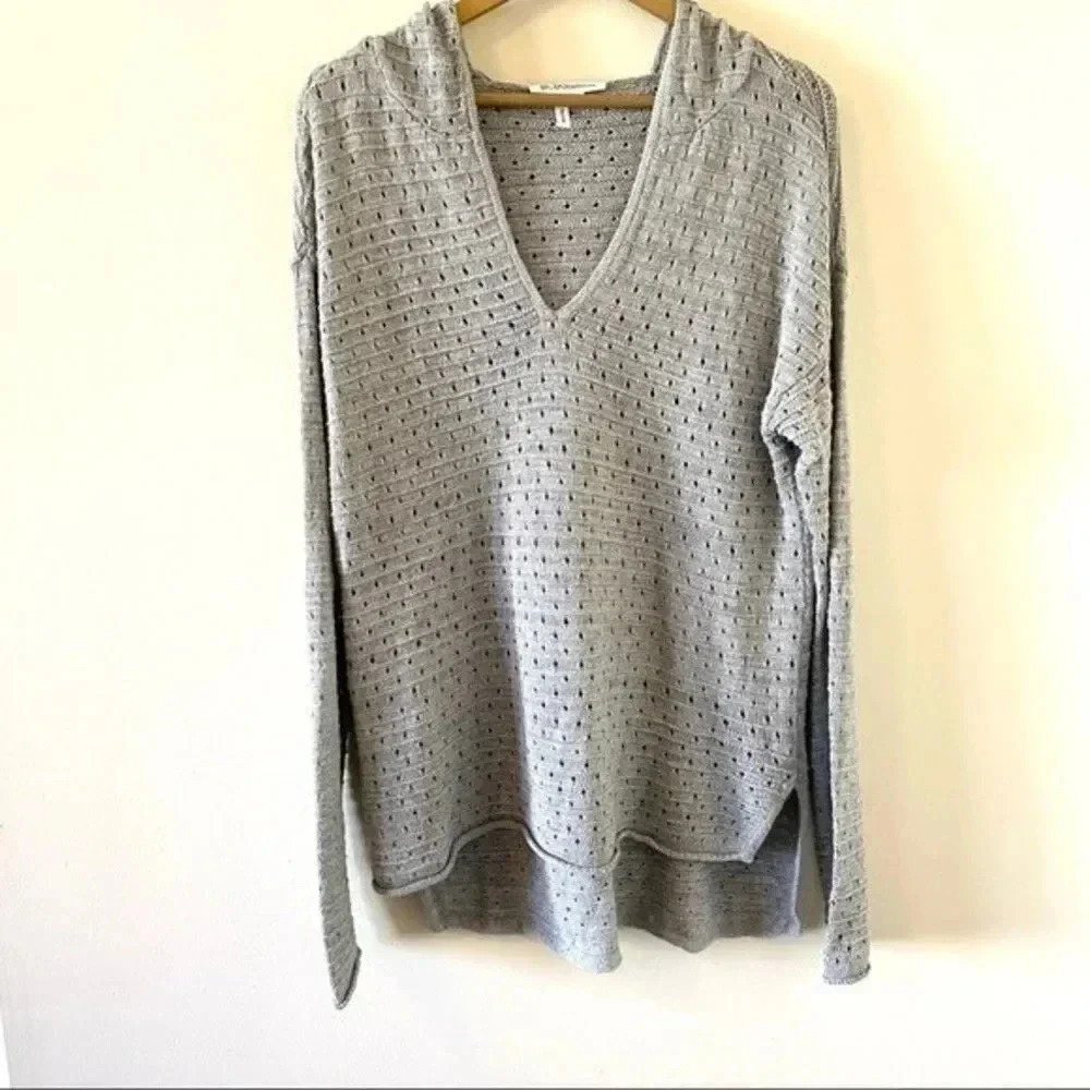 BCBGeneration Gray Knit Hooded Sweater